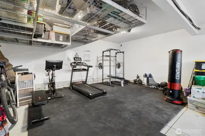 Deep garage offers space for lots of storage or other use