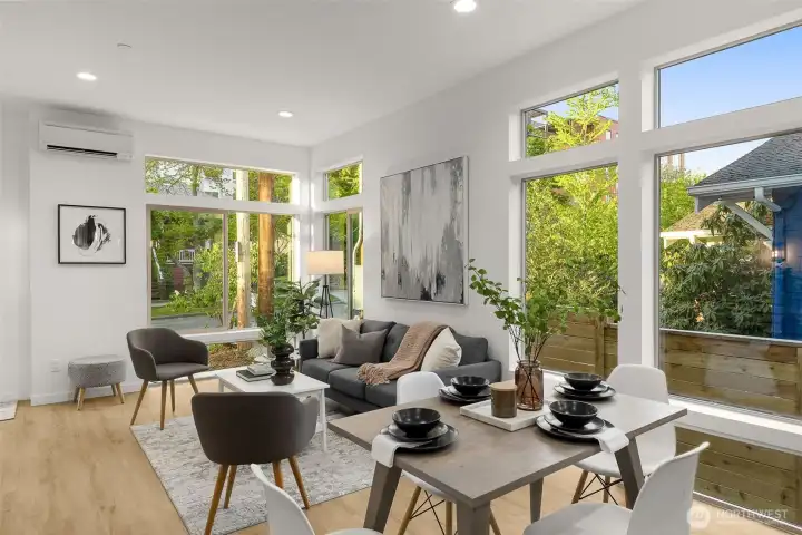 Dine with a view framed by lush greenery just outside your window.