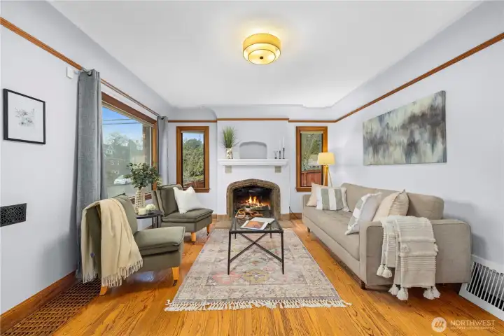 Gas fireplace makes a cozy area to hang out