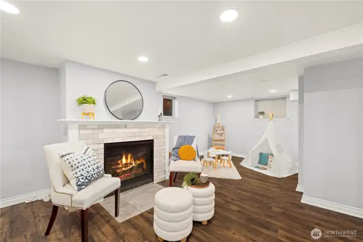 Lower level bonus room, gas fireplace included!