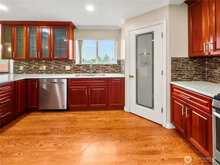 A pantry adds additional storage space.