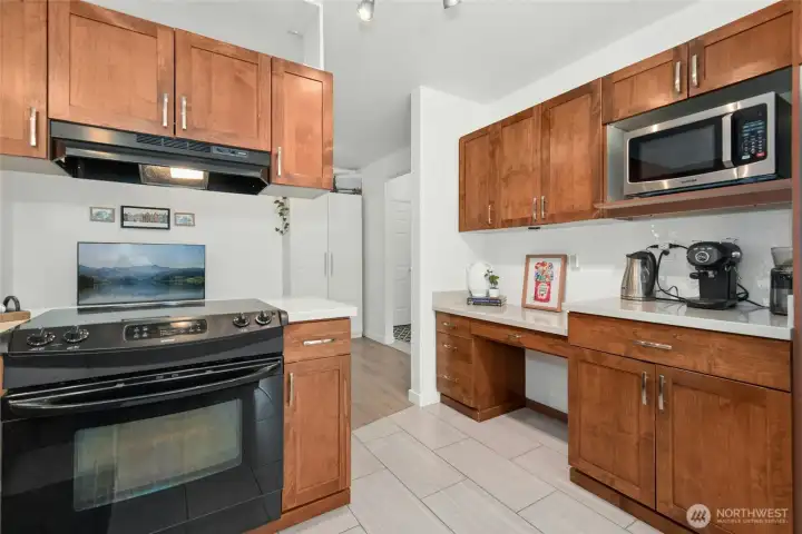 built in desk space.