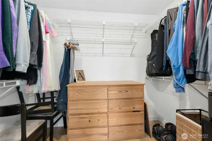 Large walk-in closet in primary bedroom