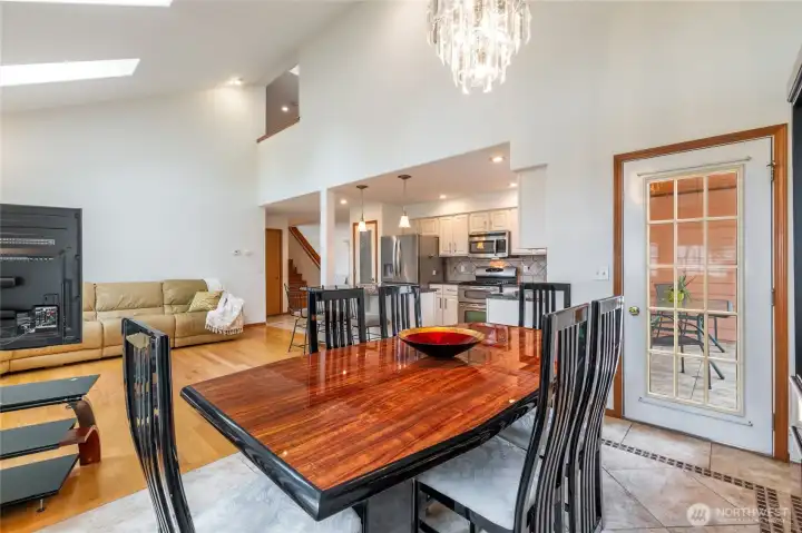 Dining area with door to the covered deck.