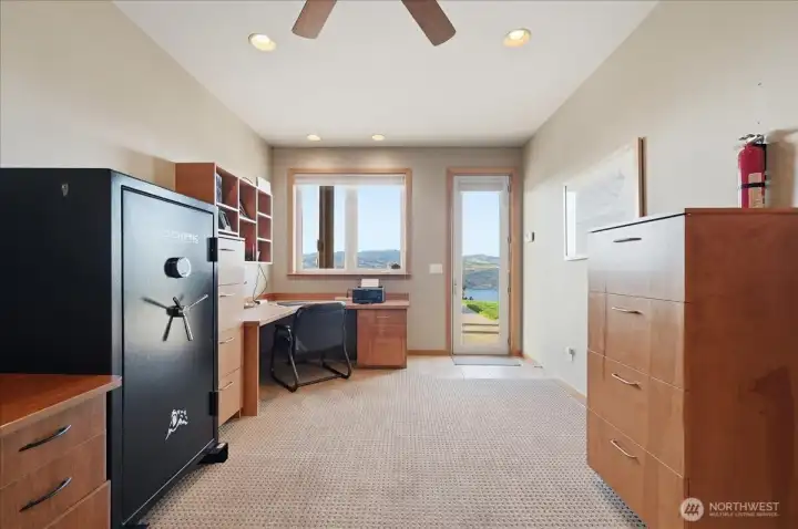 Office overlooking the pool