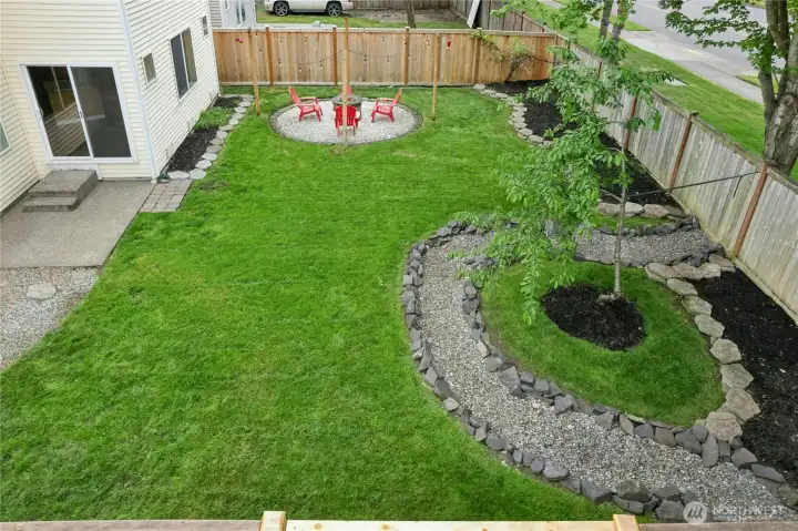 fully fenced back yard