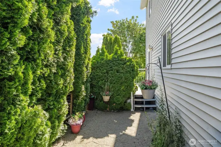 Access to the backyard from the deck off the dining room. Access to the backyard from the deck off the dining room.
