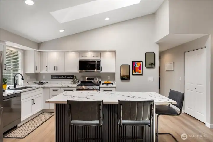 The beautifully remodeled kitchen is the heart of the home. The beautifully remodeled kitchen is the heart of the home.