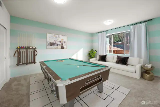 Downstairs Recreation Room-virtually staged