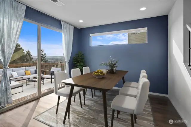 Dining Room and deck-virtually staged