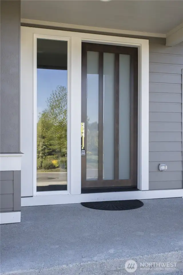 Modern glass-panel entry door