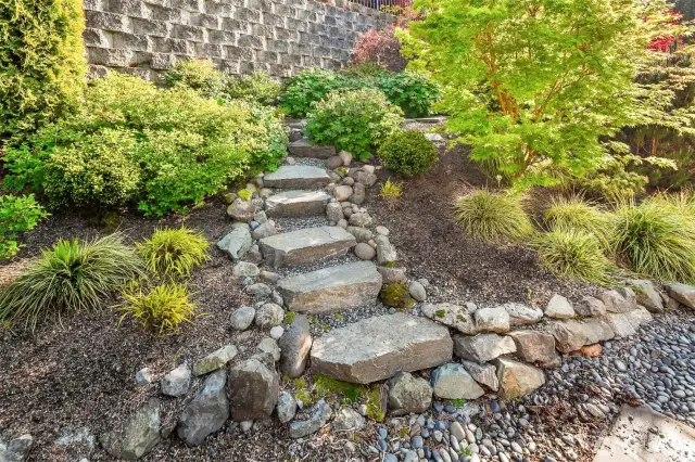 Charming hardscapes designed into the yard.