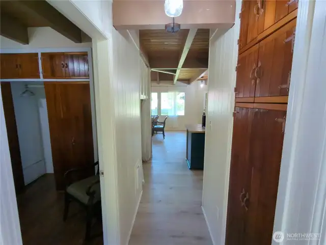 Hallway from Back Door (Bedroom to L, Bathroom to R)