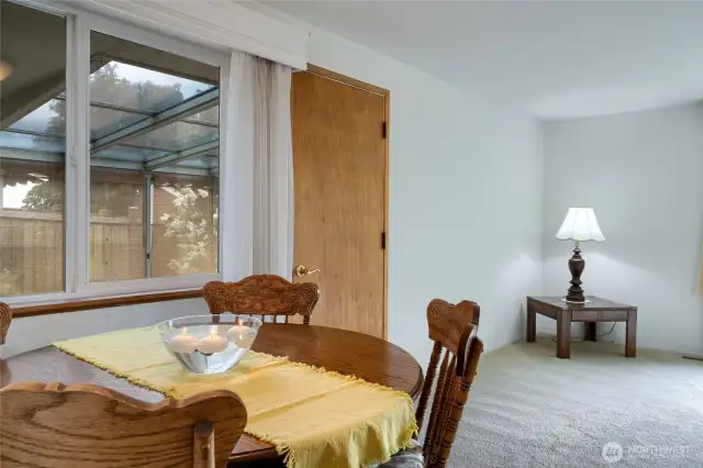 looking into the sun room from the dining room.  Lots of extra light.