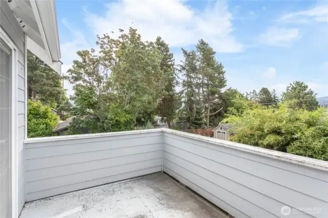Upper level deck off primary bedroom.