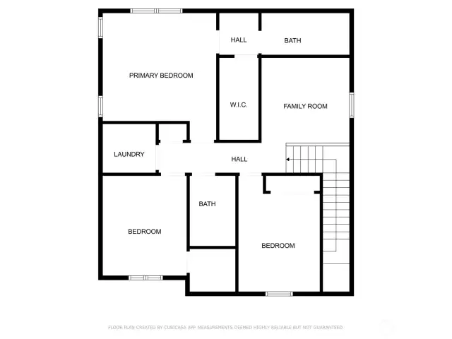 Upper floor plan layout.