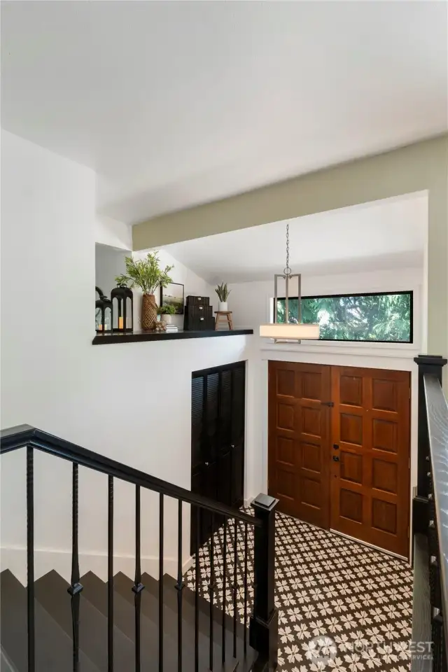 The fun Alcove above the entry closet is a great place to showcase a collection or decorate for the Holidays!