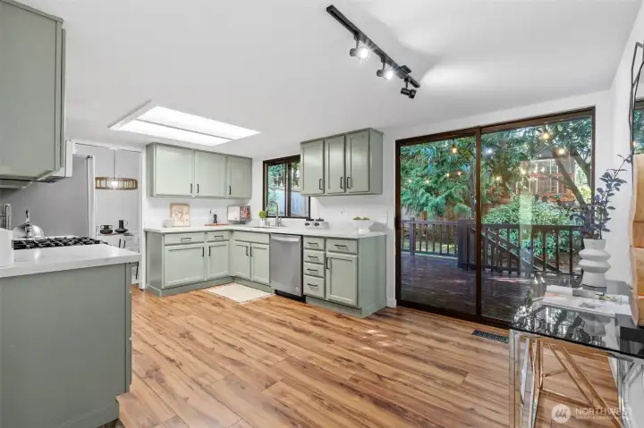 Kitchen and Sliding Door to Back Deck