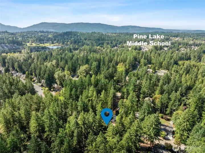 Arial View of Home in relation to Pine Lake Middle School