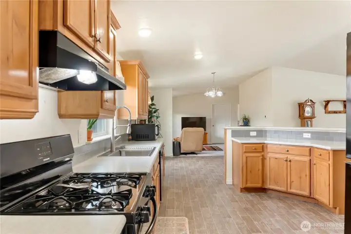 Large kitchen with lots of natural light.