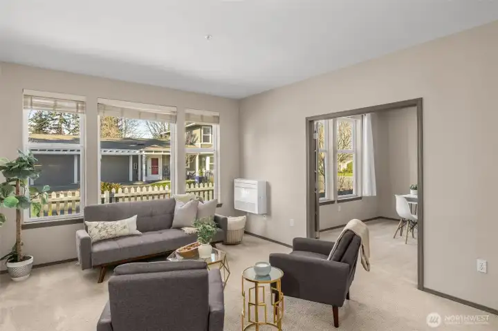 Family room leads to 2nd bedroom (office)