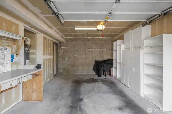 Spacious garage with plenty of storage