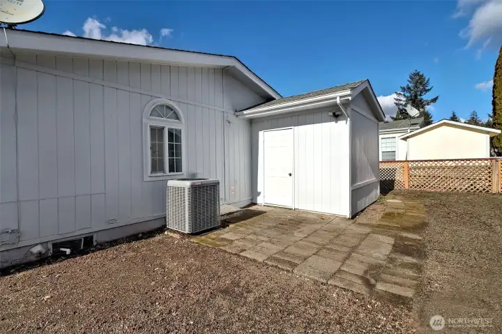 Lockable storage shed in the back yard, too.