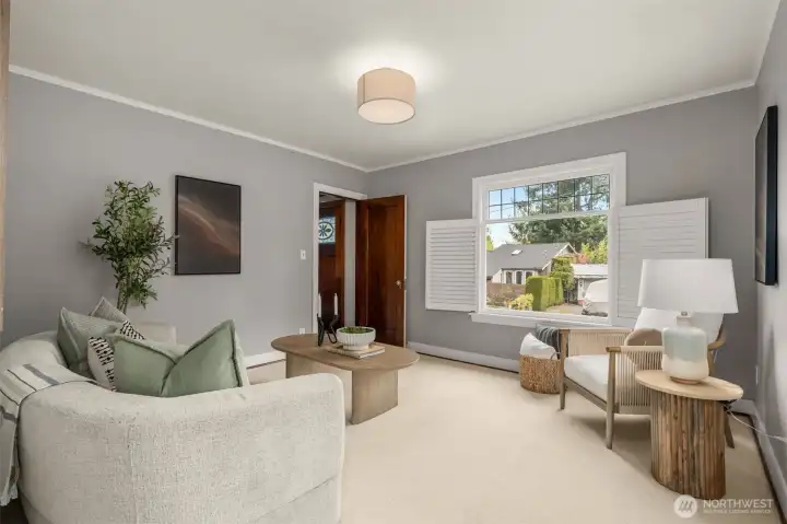 Flex room on the first floor. Office, bedroom, media room?  In the heart of the home and well sized.