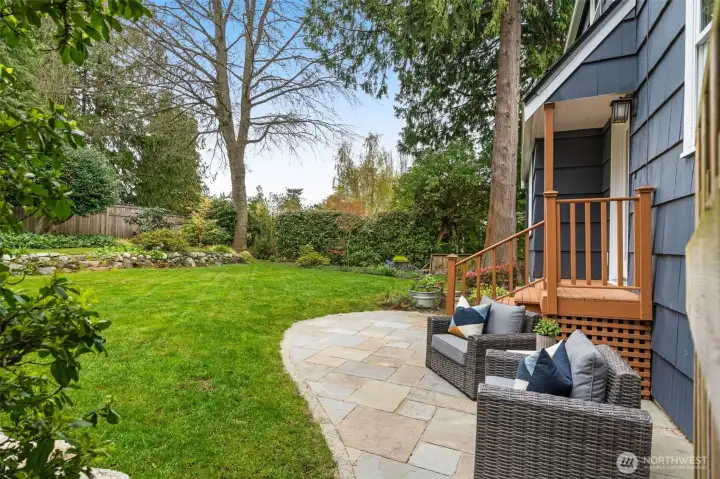 Flagstone patio with stone from the Devonian period. If you look closely, you can find some fossils!