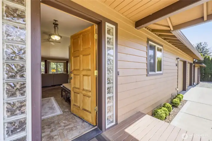 Entering the home through the covered porch