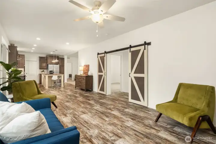 Barn doors to close off to bedrooms