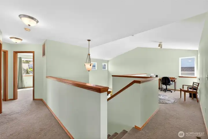 As you walk upstairs, you are greeted by this bonus loft space.