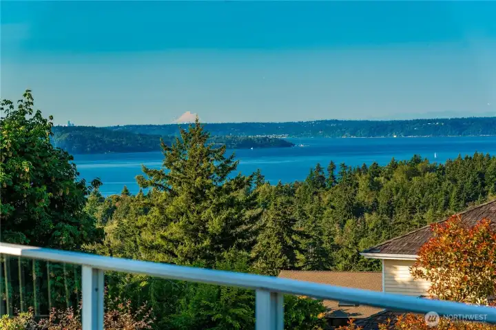 Enjoy expansive views of the sound, and city skyline from inside and outside.