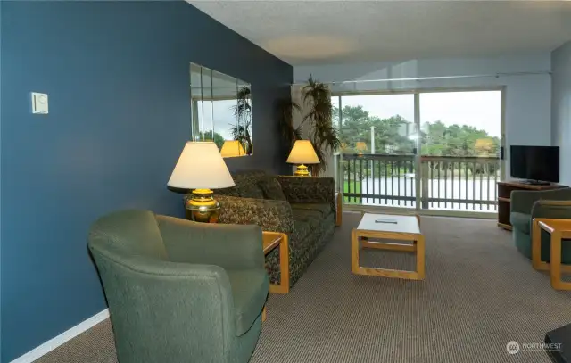 Living room with peekaboo view of the Ocean.