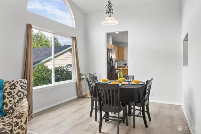 Dining Room with Large East Facing Windows Perfect for a Sunrise with Breakfast!