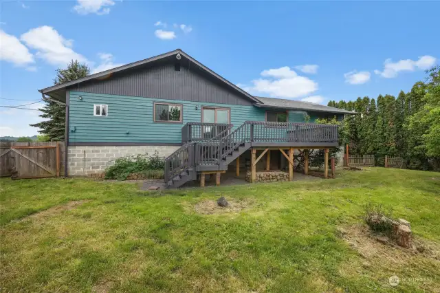 Well-maintained siding, nearly new roof, and additional storage under deck.