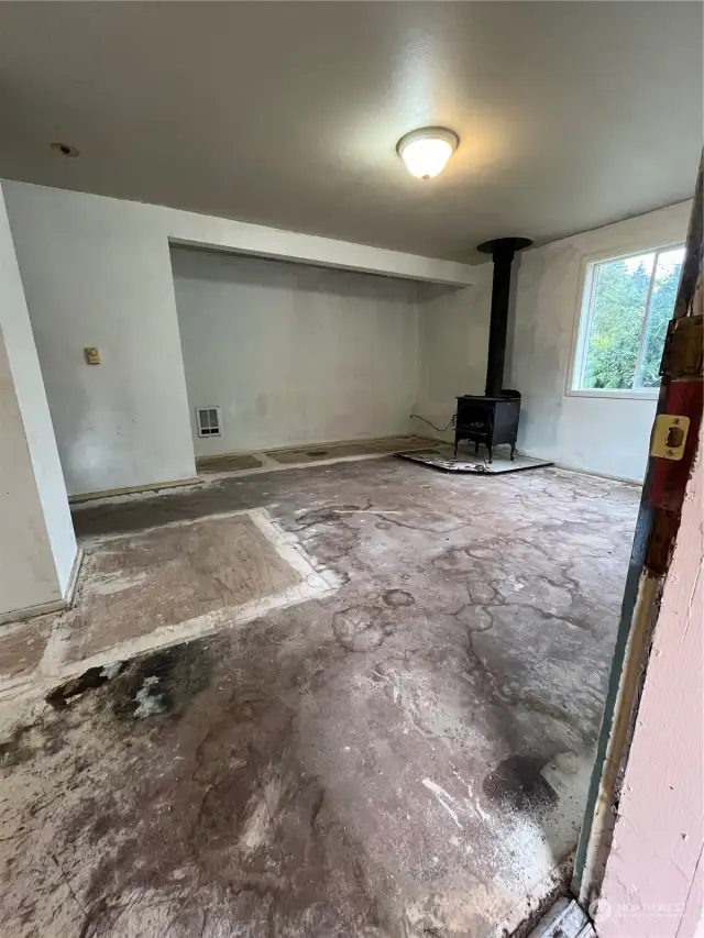 Living room with no carpet