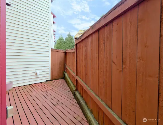 Sun bath in the private wooden deck.