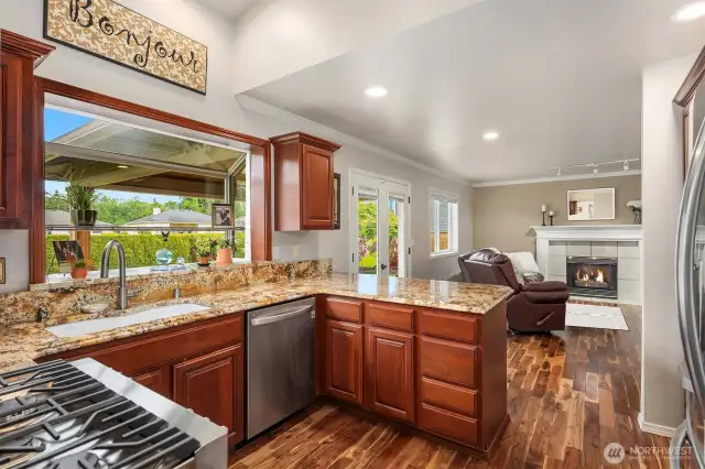 The Kitchen is Open to Family Room