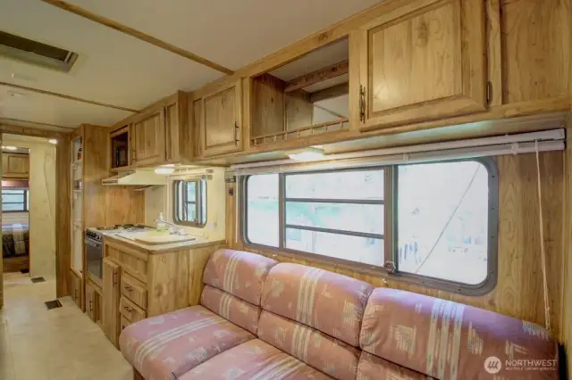 View of living and kitchen area