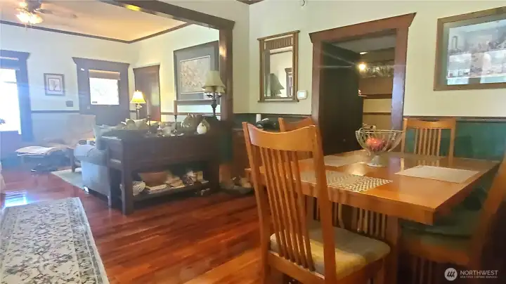 dining room to the left of the kitchen