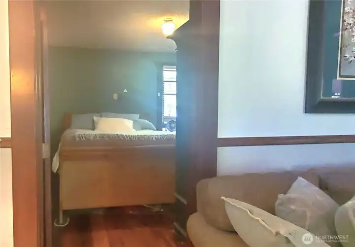 view from living room into den (currently used as a bedroom)