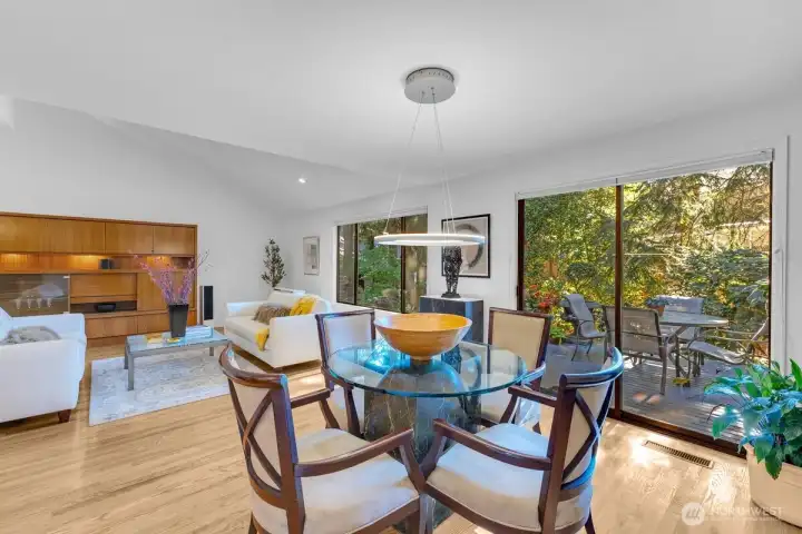 spacious dining area with a slider to the private deck.