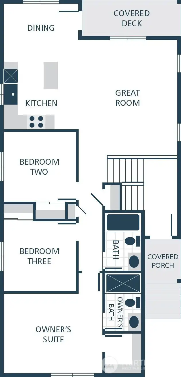 IMAGE IS A RENDERING Photographs are for illustrative purposes only. Features, finishes, interior/exterior colors, landscaping and floorplan shown may vary from actual homes built.