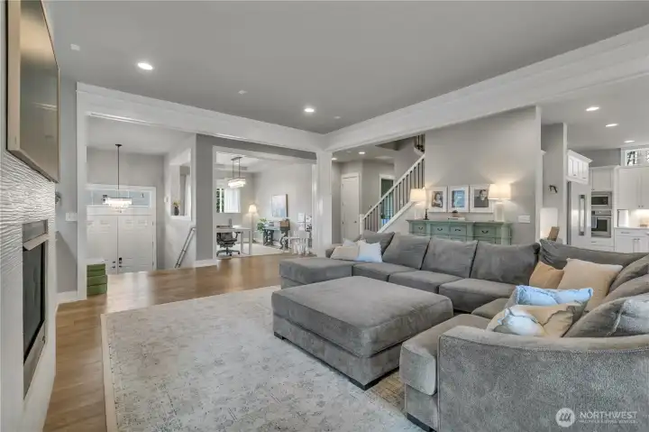 Bright Great Room with neutral paint tones and abundant natural light.