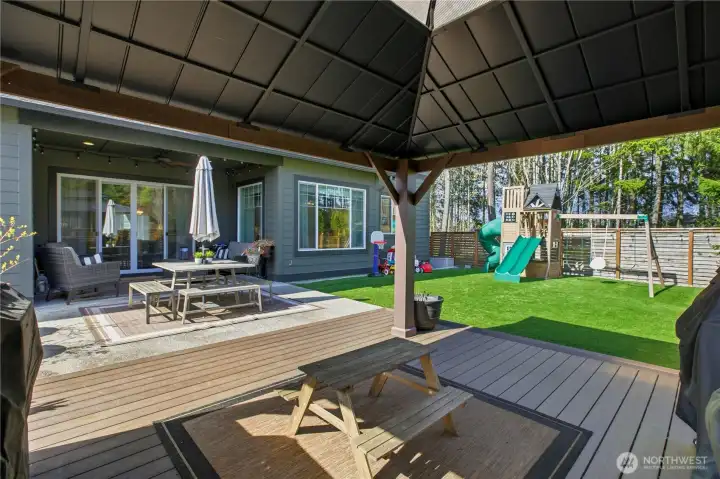 Fully fenced backyard designed for privacy and usability.