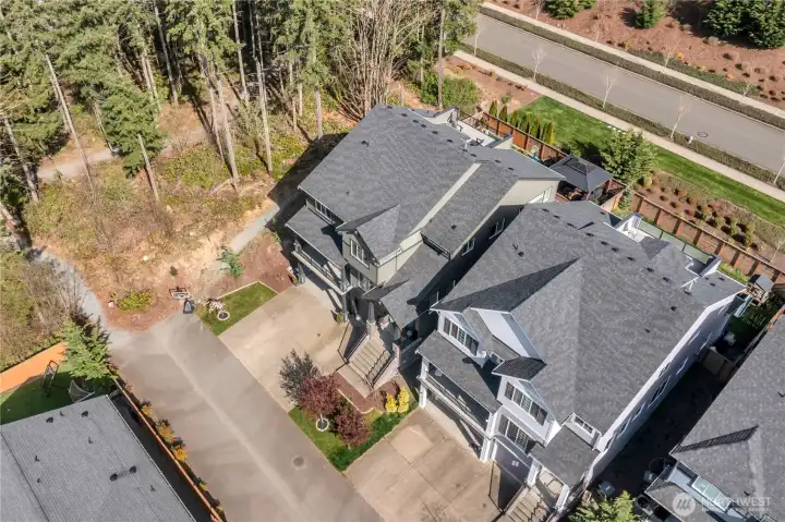 Aerial of front exterior.