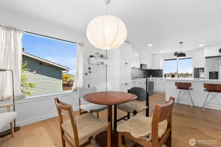 Large dining room off kitchen. Large dining room off kitchen.
