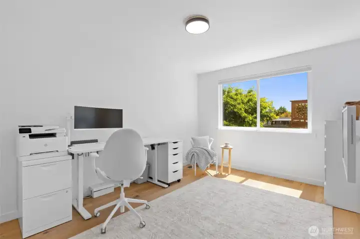 First en-suite bedroom currently used as an office. Large enough for a queen bed. First en-suite bedroom currently used as an office. Large enough for a queen bed.