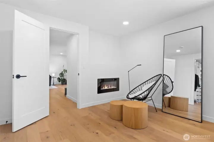 Your own electric fireplace in the Primary Bedroom! Your own electric fireplace in the Primary Bedroom!